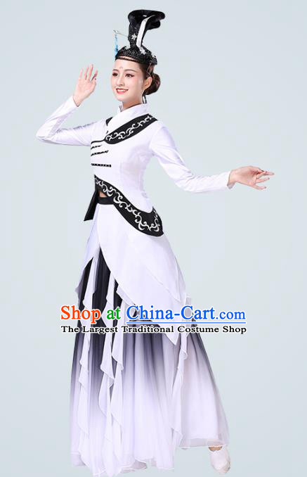 China Traditional Female Group Dance Costume Classical Dance Stage Performance White Dress