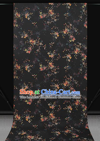 Chinese Traditional Cheongsam Black Silk Fabric Classical Plum Blossom Pattern Gambiered Guangdong Gauze Drapery Brocade Cloth