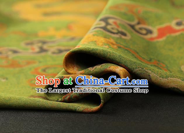 Chinese Classical Dragon Pattern Green Gambiered Guangdong Gauze Drapery Traditional Cheongsam Silk Fabric Brocade Cloth