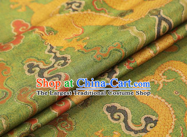 Chinese Classical Dragon Pattern Green Gambiered Guangdong Gauze Drapery Traditional Cheongsam Silk Fabric Brocade Cloth