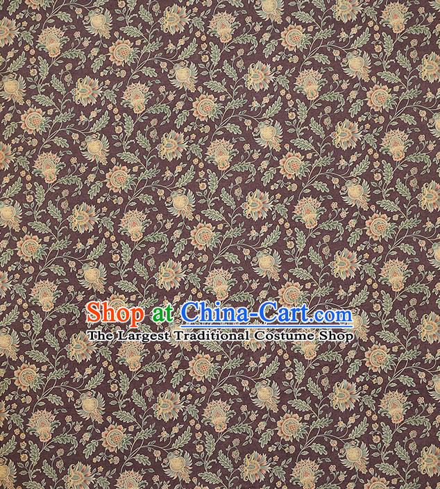 Chinese Traditional Purple Brocade Cloth Classical Flowers Pattern Gambiered Guangdong Gauze Drapery Cheongsam Silk Fabric