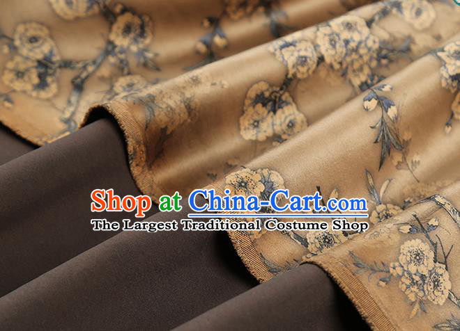 Chinese Traditional Beige Brocade Cloth Cheongsam Silk Fabric Classical Plum Blossom Pattern Gambiered Guangdong Gauze Drapery
