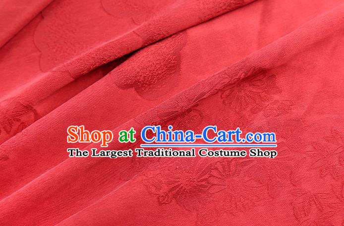 Chinese Traditional Jacquard Red Gambiered Guangdong Gauze Cheongsam Silk Drapery Classical Chrysanthemum Pattern Brocade Fabric