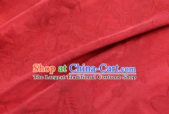 Chinese Cheongsam Silk Drapery Classical Butterfly Flowers Pattern Brocade Fabric Traditional Jacquard Red Gambiered Guangdong Gauze