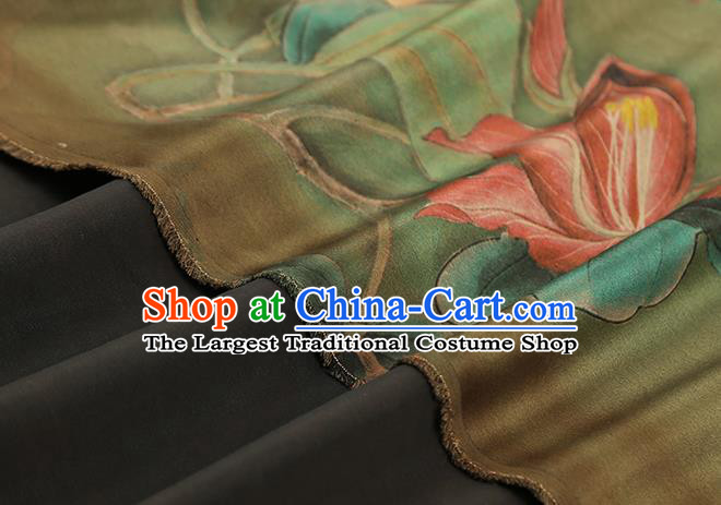 Chinese Traditional Green Silk Drapery Cheongsam Gambiered Guangdong Gauze Fabric Classical Flowers Pattern Brocade