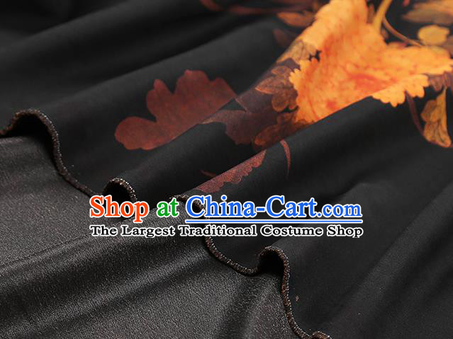 Chinese Classical Peony Pattern Brocade Black Gambiered Guangdong Gauze Fabric Traditional Cheongsam Silk Drapery