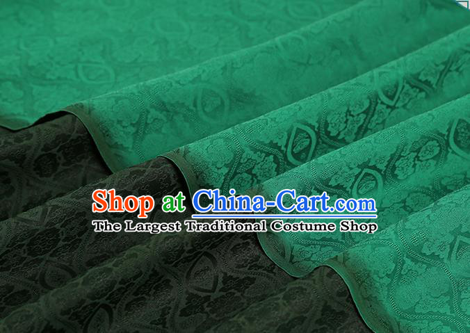 Chinese Jacquard Green Brocade Fabric Traditional Cheongsam Gambiered Guangdong Gauze Classical Silk Drapery
