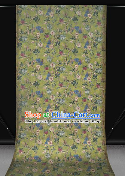 Chinese Classical Hibiscus Pattern Silk Drapery Traditional Cheongsam Satin White Brocade Fabric