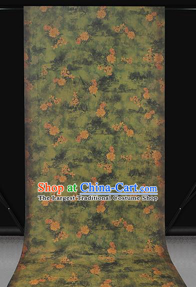Chinese Traditional Cheongsam Green Satin Classical Peony Pattern Silk Drapery Brocade Fabric