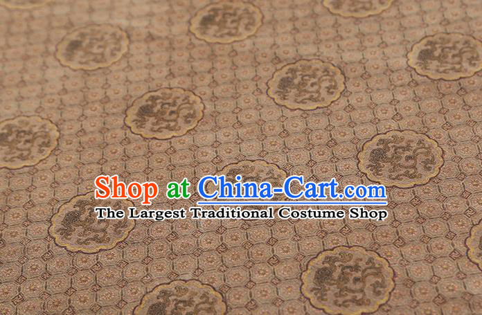 Chinese Traditional Tang Suit Brocade Fabric Satin Classical Dragon Peony Pattern Khaki Silk Drapery