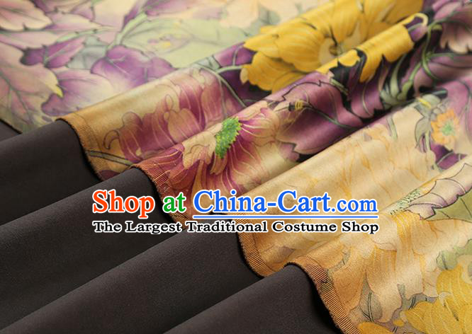 Chinese Cheongsam Lilac Silk Fabric Traditional Brocade Cloth Classical Flowers Pattern Gambiered Guangdong Gauze Drapery