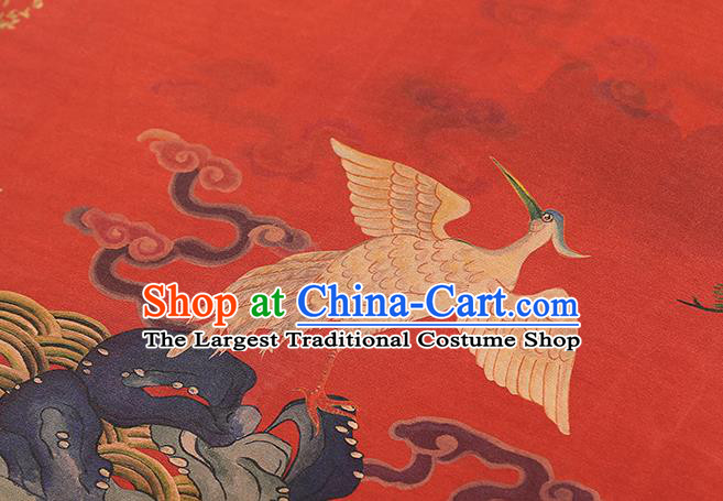 Chinese Cheongsam Red Gambiered Guangdong Gauze Traditional Brocade Drapery Classical Phoenix Pattern Silk Fabric