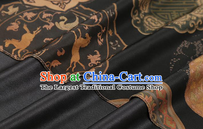 Chinese Classical Phoenix Pattern Brocade Drapery Cheongsam Silk Fabric Traditional Black Gambiered Guangdong Gauze