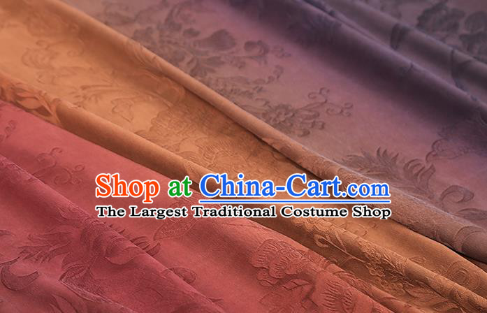 Chinese Cheongsam Gradient Gambiered Guangdong Gauze Classical Pattern Silk Fabric Traditional Jacquard Brocade Drapery