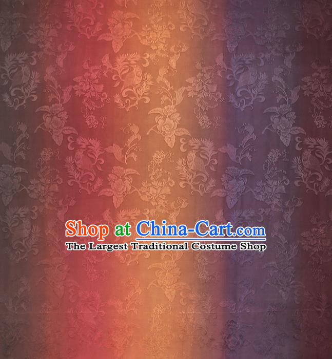 Chinese Cheongsam Gradient Gambiered Guangdong Gauze Classical Pattern Silk Fabric Traditional Jacquard Brocade Drapery