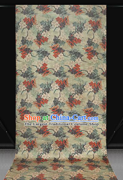 Chinese Light Green Brocade Fabric Traditional Cheongsam Gambiered Guangdong Gauze Classical Flowers Pattern Silk Drapery