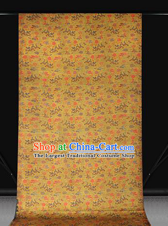 Chinese Classical Dragons Pattern Gambiered Guangdong Gauze Traditional Cheongsam Brocade Fabric Golden Silk Drapery