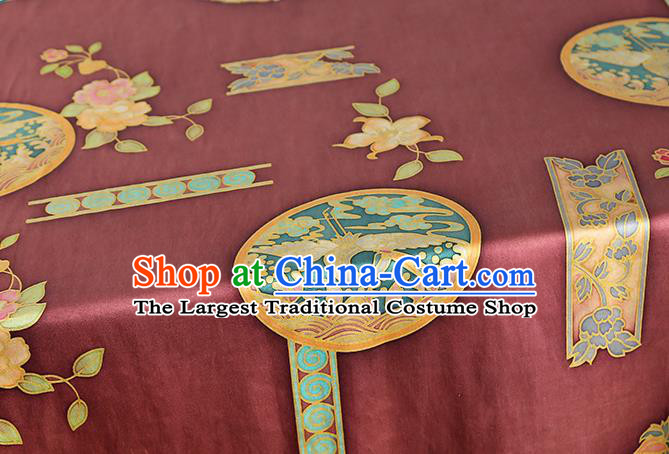 Chinese Traditional Peony Pattern Silk Drapery Cheongsam Brocade Fabric Classical Wine Red Gambiered Guangdong Gauze