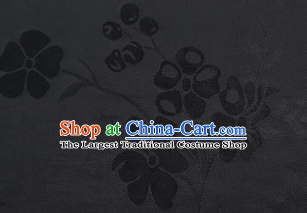 Chinese Classical Gambiered Guangdong Gauze Traditional Peony Pattern Black Brocade Fabric Cheongsam Jacquard Silk Drapery