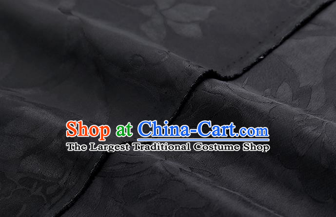 Chinese Classical Gambiered Guangdong Gauze Traditional Peony Pattern Black Brocade Fabric Cheongsam Jacquard Silk Drapery