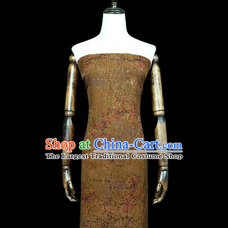 Chinese Classical Golden Gambiered Guangdong Gauze Traditional Plum Blossom Pattern Brocade Fabric Cheongsam Silk Drapery