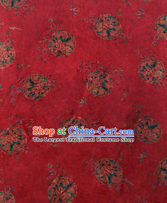Chinese Traditional Peony Pattern Silk Drapery Classical Gambiered Guangdong Gauze Cheongsam Red Brocade Fabric