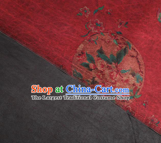 Chinese Traditional Peony Pattern Silk Drapery Classical Gambiered Guangdong Gauze Cheongsam Red Brocade Fabric
