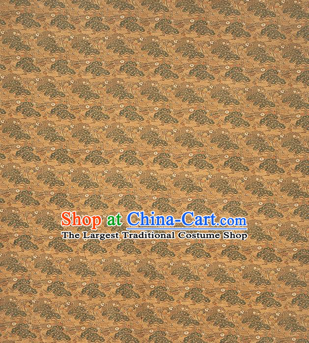 Chinese Traditional Ginger Brocade Qipao Dress Satin Fabric Classical Daisy Pattern Silk Drapery
