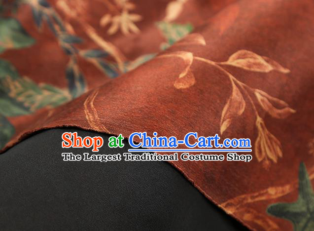 Chinese Traditional Brocade Fabric Qipao Dress Satin Classical Epiphyllum Pattern Maroon Silk Drapery