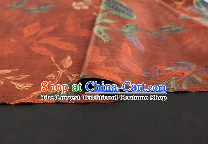 Chinese Traditional Brocade Fabric Qipao Dress Satin Classical Epiphyllum Pattern Maroon Silk Drapery