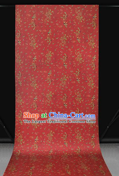 Chinese Classical Dragon Phoenix Pattern Red Silk Drapery Traditional Wedding Dress Gambiered Guangdong Gauze Fabric