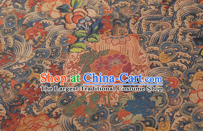 Chinese Traditional Classical Wave Fish Pattern Silk Drapery Qipao Dress Gambiered Guangdong Gauze Fabric
