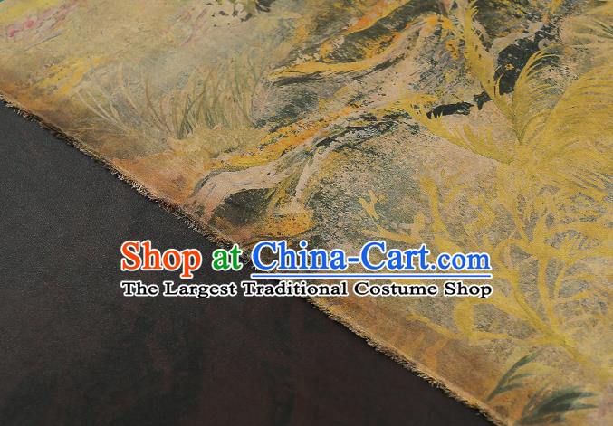 Chinese Yellow Gambiered Guangdong Gauze Traditional Qipao Dress Brocade Cloth Classical Silk Fabric