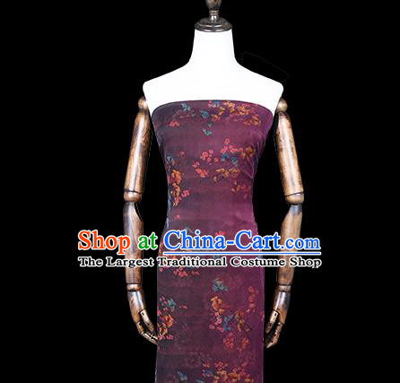 Chinese Traditional Purple Gambiered Guangdong Gauze Classical Flowers Pattern Silk Fabric Qipao Dress Cloth