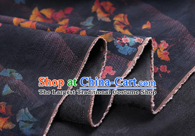 Chinese Traditional Purple Gambiered Guangdong Gauze Classical Flowers Pattern Silk Fabric Qipao Dress Cloth