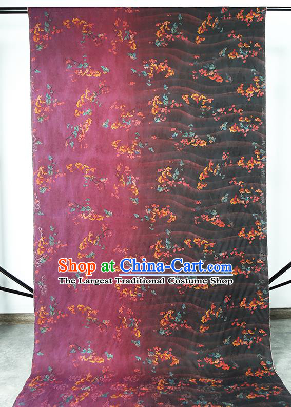 Chinese Traditional Purple Gambiered Guangdong Gauze Classical Flowers Pattern Silk Fabric Qipao Dress Cloth