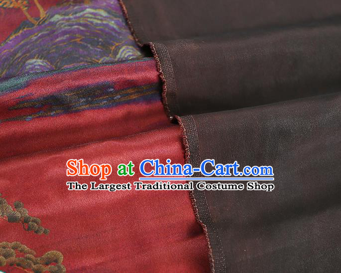Chinese Qipao Dress Brocade Cloth Classical Landscape Pattern Silk Fabric Traditional Red Gambiered Guangdong Gauze