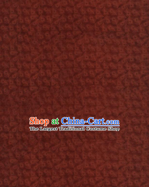Chinese Classical Feather Pattern Rust Red Silk Fabric Traditional Gambiered Guangdong Gauze Qipao Dress Jacquard Satin Cloth