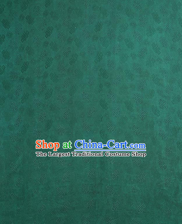 Chinese Jacquard Green Satin Cloth Classical Pattern Silk Fabric Traditional Qipao Dress Gambiered Guangdong Gauze