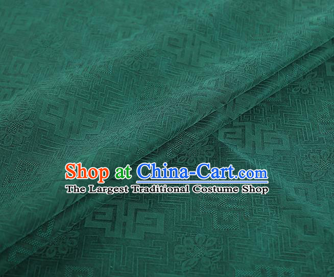 Chinese Jacquard Green Satin Cloth Classical Pattern Silk Fabric Traditional Qipao Dress Gambiered Guangdong Gauze