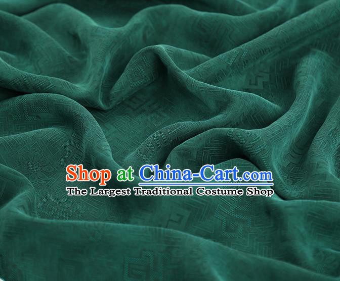 Chinese Jacquard Green Satin Cloth Classical Pattern Silk Fabric Traditional Qipao Dress Gambiered Guangdong Gauze
