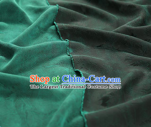 Chinese Traditional Qipao Dress Gambiered Guangdong Gauze Jacquard Green Cloth Classical Pine Crane Pattern Silk Fabric