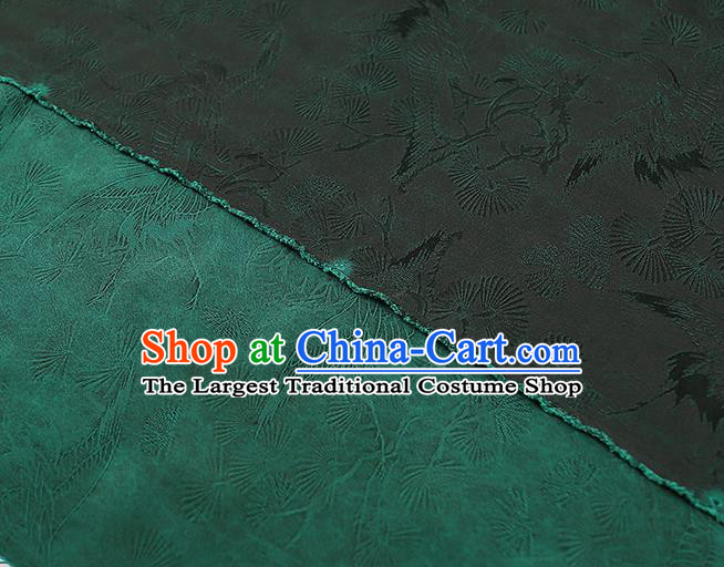 Chinese Traditional Qipao Dress Gambiered Guangdong Gauze Jacquard Green Cloth Classical Pine Crane Pattern Silk Fabric