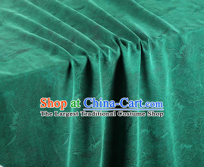 Chinese Traditional Qipao Dress Gambiered Guangdong Gauze Jacquard Green Cloth Classical Pine Crane Pattern Silk Fabric