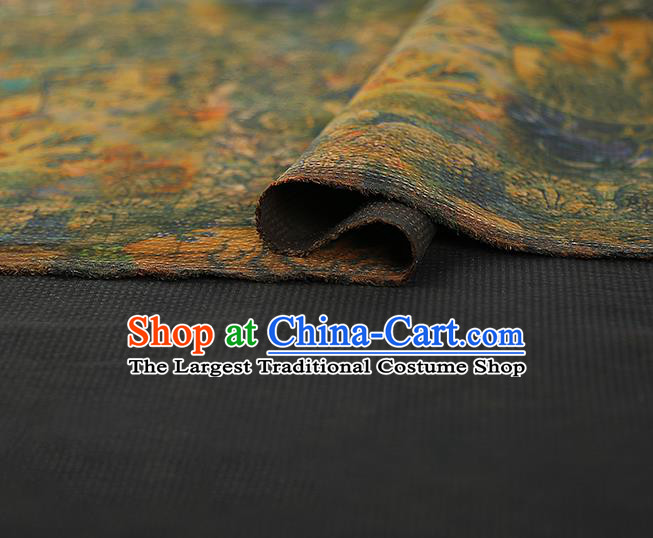 Chinese Qipao Dress Gambiered Guangdong Gauze Classical Pattern Silk Fabric Traditional Green Brocade Cloth