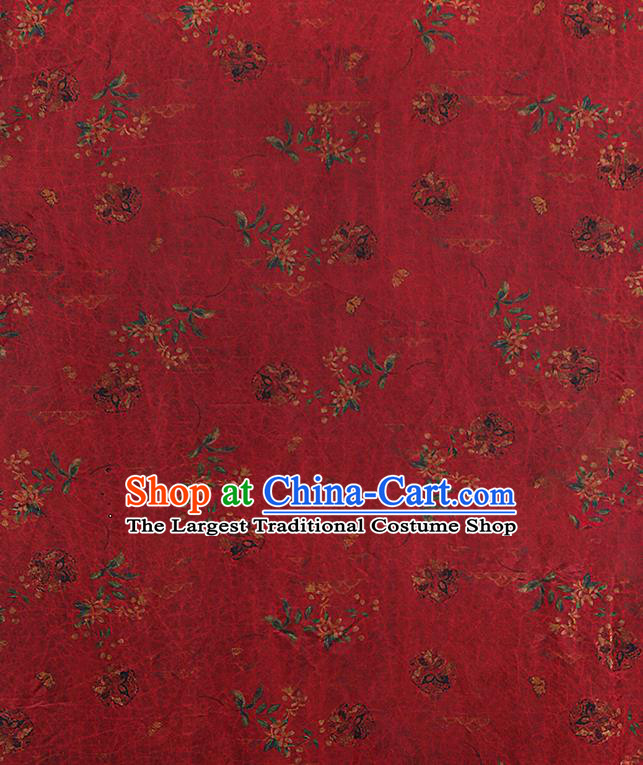 Chinese Traditional Qipao Dress Red Brocade Gambiered Guangdong Gauze Cloth Classical Flowers Pattern Silk Fabric
