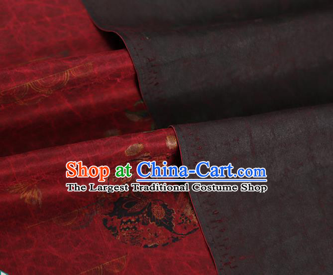 Chinese Traditional Qipao Dress Red Brocade Gambiered Guangdong Gauze Cloth Classical Flowers Pattern Silk Fabric