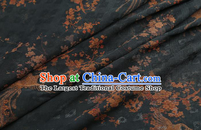 Chinese Classical Phoenix Pattern Silk Drapery Traditional Qipao Dress Fabric Black Gambiered Guangdong Gauze