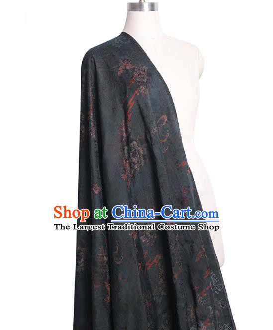 Chinese Classical Qipao Dress Atrovirens Gambiered Guangdong Gauze Cloth Traditional Jacquard Silk Fabric