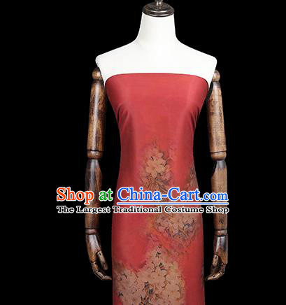 Chinese Red Silk Drapery Classical Peach Blossom Pattern Gambiered Guangdong Gauze Traditional Qipao Dress Brocade Fabric